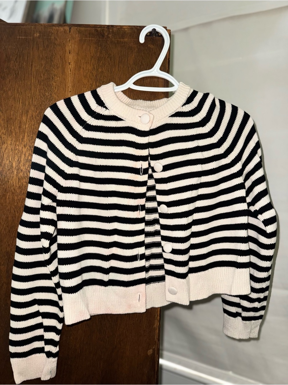 Universal Thread Black and Cream Striped Button-Front Cardigan